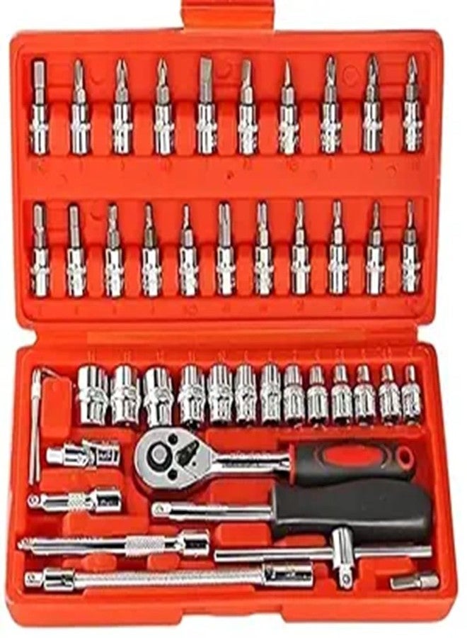 ZIODIC 46 In 1 Pcs Tool Kit For Home Use Spanner Set Socket Set Wrench Set Bike Tool Kit Set Goti Pana Set, Torx - Image 1
